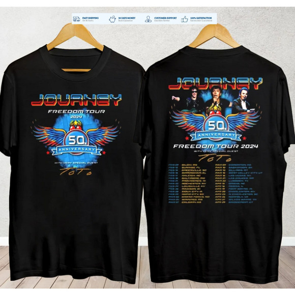 Tops - Journey 2024 Tour Freedom Tshirt Toto Concert 2 Sided